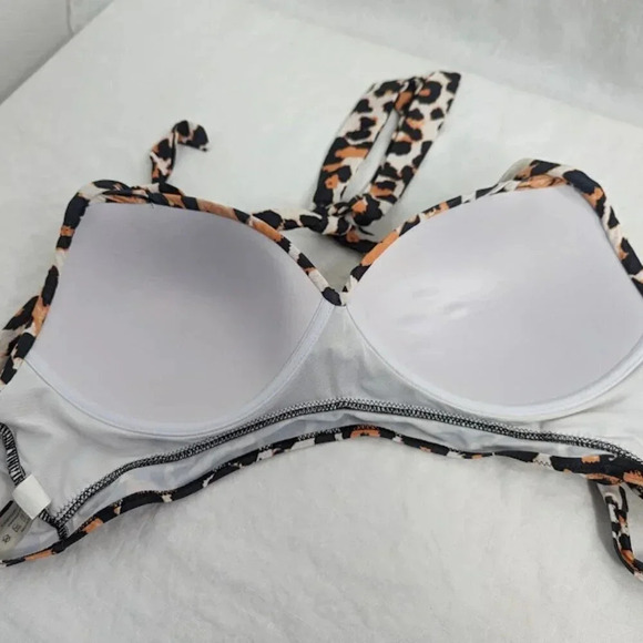 Summer bikini-high waisted black bottoms, animal print halter top L//XL O10 - Picture 11 of 14